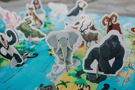 Puzzle edukacyjne z figurkami 3D Zagrożone gatunki 200 elementów 6+, Janod