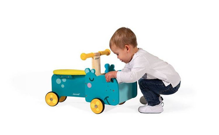 Drewniany jeździk ze skrzynią Hipopotam, Janod