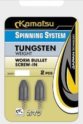 CIĘŻARKI WOLFRAMOWE BULLET WORM WKRĘCANE 7,2g OP.2SZT SPINNING SYSTEM KAMATSU 668001004