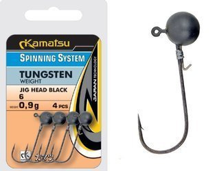 GŁÓWKI JIGOWE WOLFRAMOWE BLACK 1-10,6g /3/8oz. OP.2SZT SPINNING SYSTEM KAMATSU 668006036