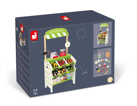 Warzywniak sklep duży drewniany z 33 elementami, JANOD