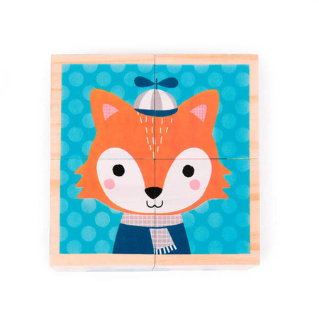 Klocki drewniane Puzzle 6w1 Las, Janod