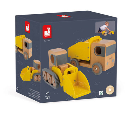 Wywrotka i spychacz drewniane Bolid 2+, Janod