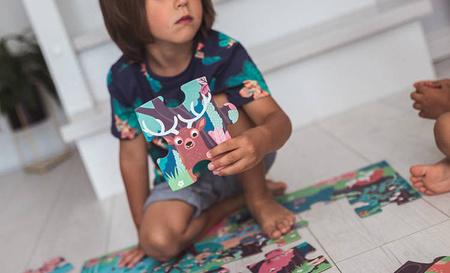 Świecące puzzle z mini-lampką UV Las 24 elementy 3+, Janod