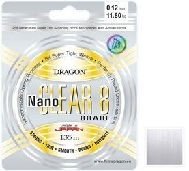 Plecionka  NanoCLEAR 8 / Toray 0.12 mm/11.80 kg przeźroczysta 135 m DRAGON PDF-40-04-312