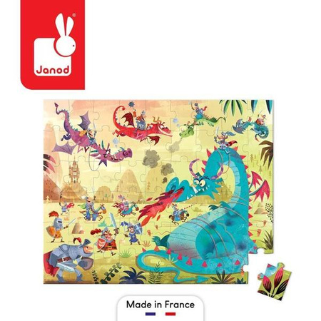 Puzzle w walizce Smoki 54 elementy 5+ Made in France, Janod