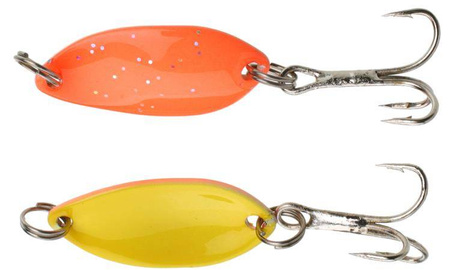 BŁYSTKA WAHADŁOWA TROUT CAMPIONE MINI 2.2 cm / 1.4 g ORANGE GLITTER/YELLOW MIKADO PMB-WTC-OY
