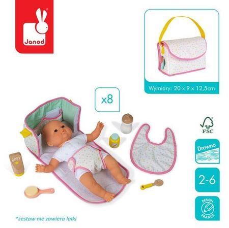Zestaw torba do przewijania z 8 akcesoriami, Janod