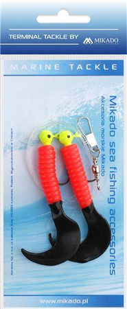 ZESTAW MORSKI - PILK TWIST JIGHEAD RIG 7.5 cm - 2x3 g (RED/BLACK) MIKADO LS-A007-2X3Y-03