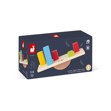 Drewniana równoważnia z 16 klockami Essentiel, Janod