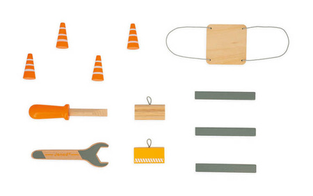 Duży drewniany dźwig do składania z narzędziami 3+, Janod