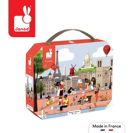Puzzle w walizce Paryż 200 elementów 7+ Made in France, Janod