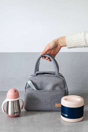 BEABA Bidon termiczny termobutelka ze słomką 250 ml Old Pink