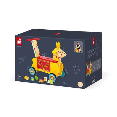 Jeździk i pchacz 2 w 1 z sorterem kształtów Lama, Janod