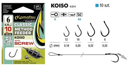 PRZYPON METHOD FEEDER CLASSIC KOISO 10BLNO/10cm/0,20mm WITH SPEAR OP.10SZT KAMATSU 504016310