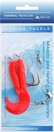 ZESTAW MORSKI - PILK D-TWIST RIG 7.5cm - hak 2x6/0 (RED) MIKADO LS-A075-7.5-01