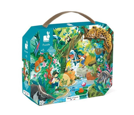 Puzzle w walizce Przygoda w kraju Inków 100 elementów 6+ Made in France, Janod