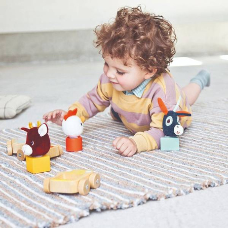 LILLIPUTIENS Zestaw 3 drewnianych pojazdów Farma 12+