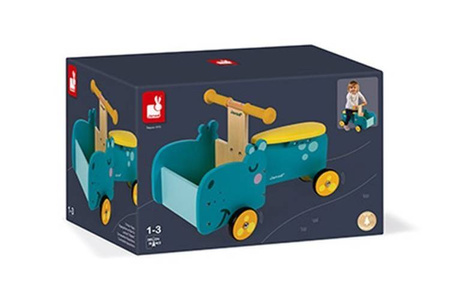 Drewniany jeździk ze skrzynią Hipopotam, Janod