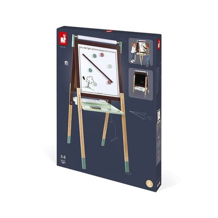 Duża drewniana tablica brązowa z 14 akcesoriami, Janod