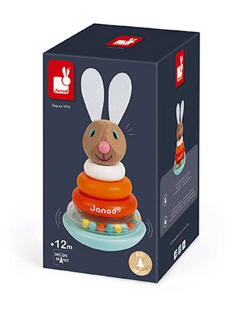 Układanka drewniana piramida wańka-wstańka Królik, Janod