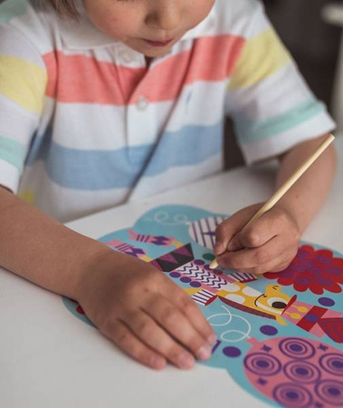 Zestaw kreatywny Do zdrapywania Graficzne zwierzątka 4+, Janod