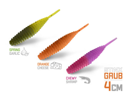 Miękka przynęta Delphin B! StinxGRUB Cheese / 20szt 4cm / ORANGE Delphin (101003013)