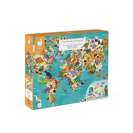Puzzle edukacyjne z figurkami 3D Dinozaury 200 elementów 6+, Janod