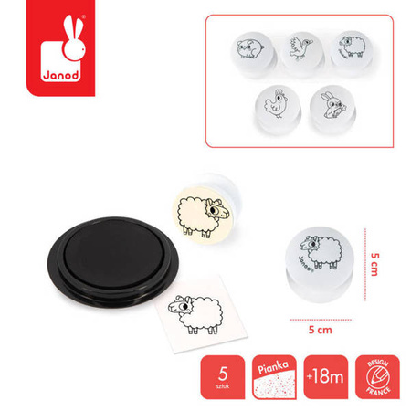 Zestaw kreatywny Stempelki Farma 18 m+, Janod KOLEKCJA 2022