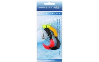 ZESTAW MORSKI - PILK TWIST JIGHEAD RIG 7.5 cm - 2x6 g (YELLOW/RED/BLACK) MIKADO LS-A007-2X6Y-10