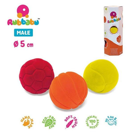 Rubbabu Zestaw 3 małych sensorycznych piłek sportowych