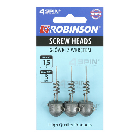 Główka z wkrętem do przynęt gumowych 15g, 3szt Robinson 84-GW-015