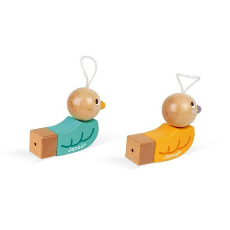 Drewniany gwizdek-ptaszek Pocket 2+, opakowanie zbiorcze 14 sztuk (2 rodzaje), Janod