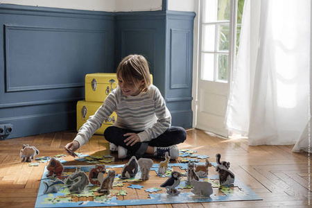 Puzzle edukacyjne z figurkami 3D Zagrożone gatunki 200 elementów 6+, Janod
