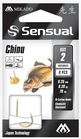 PRZYPONY WIĄZANE - SENSUAL - CHINU nr 4 G / żyłka: 0.22mm/70cm - op.8szt. MIKADO HP10024-4G-022