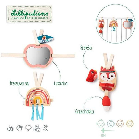 LILLIPUTIENS Zestaw drewnianych zawieszek aktywizujących Lisiczka Alice 9 m+