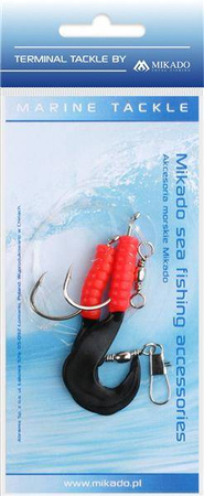 ZESTAW MORSKI - PILK D-TWIST RIG 5.5cm - hak 2x4/0 (RED/BLACK) MIKADO LS-A075-5.5-03