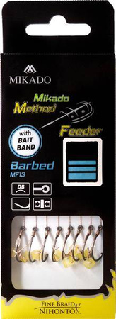 PRZYPON METHOD FEEDER Z GUMKĄ- hak bez zadziora nr 4 / plecionka: 0.16mm/10cm - op.8szt. MIKADO HMFB213BG-4