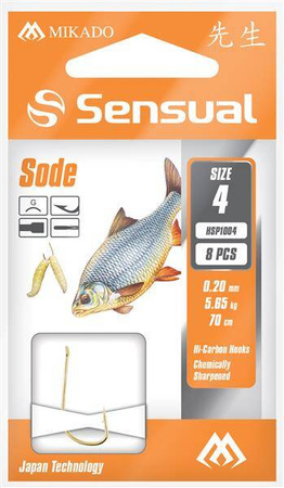 PRZYPONY WIĄZANE - SENSUAL - SODE nr 6 G / żyłka: 0.18mm/70cm - op.8szt. MIKADO HP1004-6G-018
