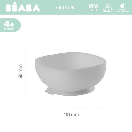 Beaba Silikonowa miseczka z przyssawką grey