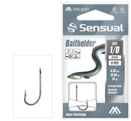 PRZYPONY WIĄZANE - SENSUAL - BAITHOLDER nr 1/0 BN / żyłka: 0.30mm/70cm - op.8szt. MIKADO HP11014-1/0-30