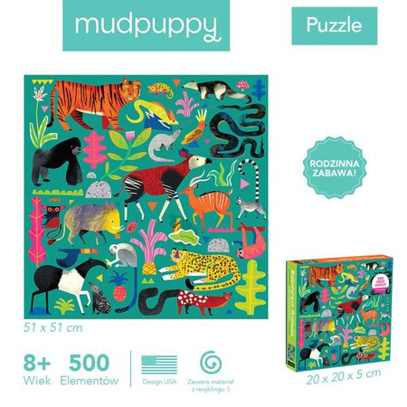 Mudpuppy Puzzle rodzinne Zwierzęta z lasu deszczowego 500 elementów 8+