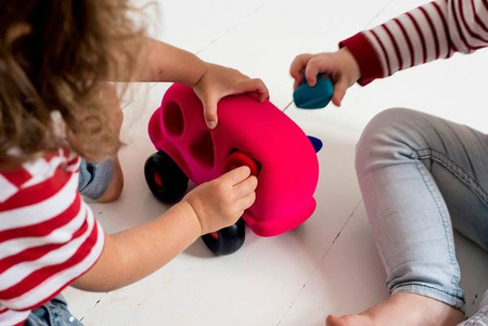 Rubbabu Autobus sorter z 6 klockami sensoryczny różowy