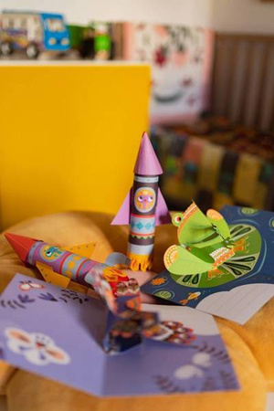 Zestaw kreatywny Papierowe rakiety z wyrzutnią 7+, Janod