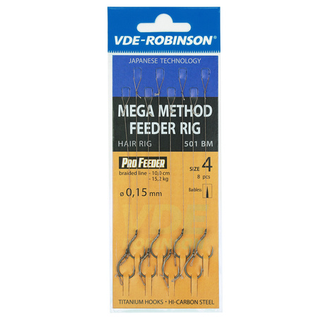 Przypon plecionka VDE-R z włosem Mega MF 501BM rozm. 8, śr. 0,150mm VDR Team 01-V-G501BM-08W