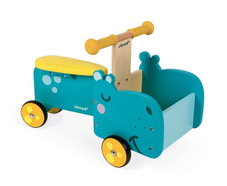 Drewniany jeździk ze skrzynią Hipopotam, Janod