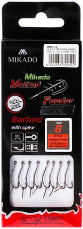 HACZYK DO METODY 10 cm Z IGŁĄ - haczyk z zadziorem: 4 / żyłka: 0.28 mm - op.8szt MIKADO HMFB11I-4