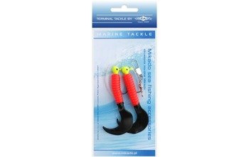 ZESTAW MORSKI - PILK TWIST JIGHEAD RIG 7.5 cm - 2x3 g (RED/BLACK) MIKADO LS-A007-2X3Y-03