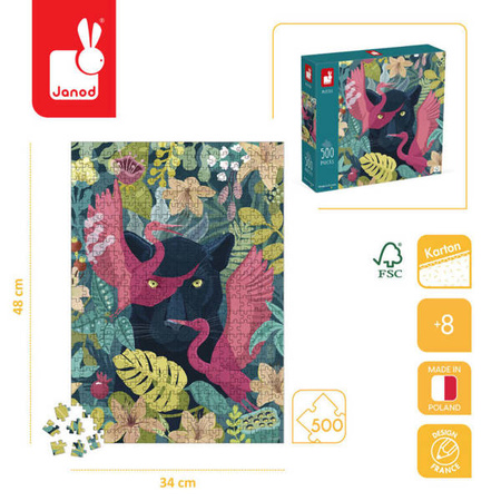 Puzzle artystyczne Mistyczna pantera 500 elementów 8+ Made in Poland, Janod