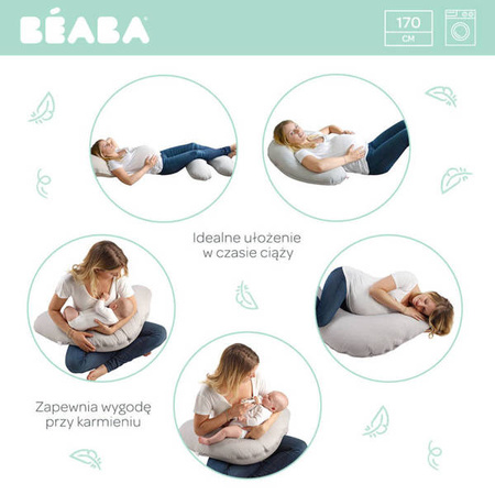 Beaba Ergonomiczna poduszka rogal dla kobiet w ciąży i karmiących Big Flopsy ™ Fleur de coton Linen